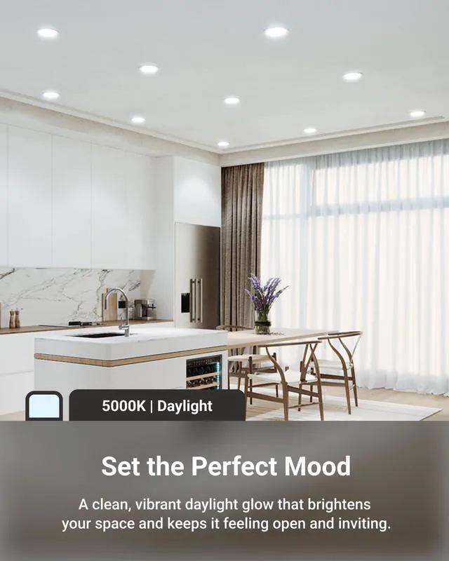 Alt view image 3 of 7 - 24 Pack 6 Inch Canless LED Ultra-Slim Recessed Light, 14W-100W 1200LM, 5000K Daylight, Dimmable, with Junction Box, Wafer Thin Canless Recessed Downlights for Low Ceilings Indoors