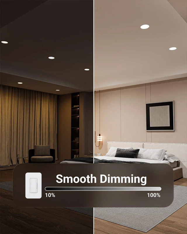 Alt view image 5 of 7 - 24 Pack 6 Inch Canless LED Ultra-Slim Recessed Light, 14W-100W 1200LM, 5000K Daylight, Dimmable, with Junction Box, Wafer Thin Canless Recessed Downlights for Low Ceilings Indoors