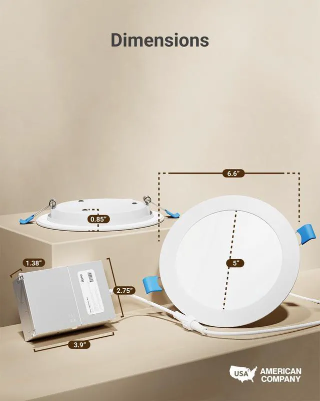 Alt view image 6 of 7 - 24 Pack 6 Inch Canless LED Ultra-Slim Recessed Light, 14W-100W 1200LM, 5000K Daylight, Dimmable, with Junction Box, Wafer Thin Canless Recessed Downlights for Low Ceilings Indoors