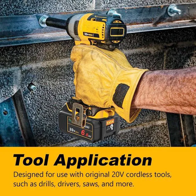 Alt view image 7 of 7 - 2 Pack 20V 6.0Ah Replacement Battery Compatible with Dewalt Tool Lithium-Ion Battery Compatible With DCB200 DCD DCF DCG Series Cordless Power Tools Not Made in Dewalt