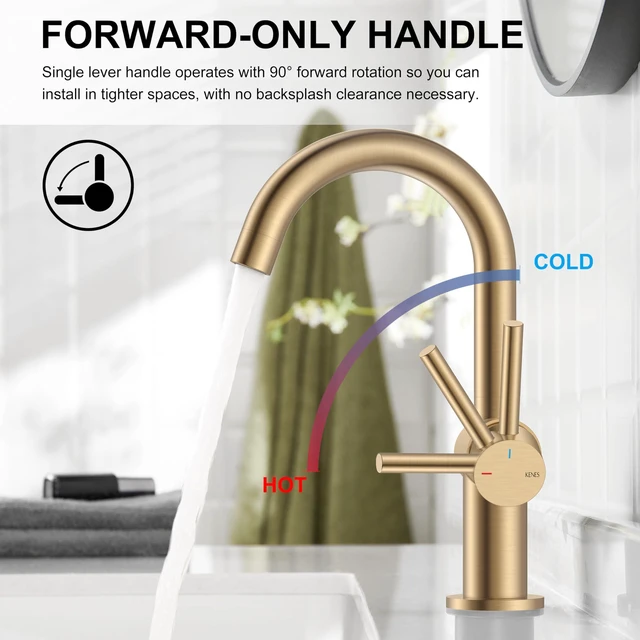 Alt view image 4 of 7 - Champagne Bronze Bathroom Faucet 1 Hole, Single Handle Vanity Faucet Bathroom Sink Faucet with Pop Up Drain & 6 Inch Deck Plate, Lead-Free cUPC & NSF Certified, 1 Handle Faucet for Vanity RV Bar