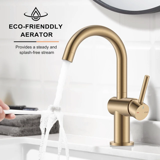 Alt view image 5 of 7 - Champagne Bronze Bathroom Faucet 1 Hole, Single Handle Vanity Faucet Bathroom Sink Faucet with Pop Up Drain & 6 Inch Deck Plate, Lead-Free cUPC & NSF Certified, 1 Handle Faucet for Vanity RV Bar