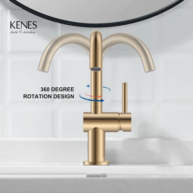 Alt view image 7 of 7 - Champagne Bronze Bathroom Faucet 1 Hole, Single Handle Vanity Faucet Bathroom Sink Faucet with Pop Up Drain & 6 Inch Deck Plate, Lead-Free cUPC & NSF Certified, 1 Handle Faucet for Vanity RV Bar