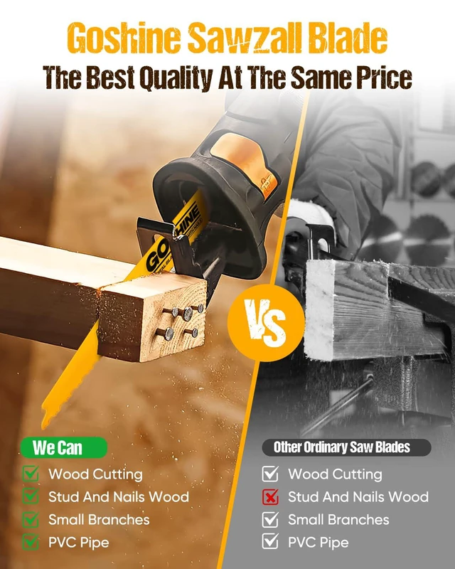 Alt view image 4 of 7 - 50 Pack 6 Inch 6/12TPI Reciprocating Saw Blades,Stud and Nail Saw Blades, 6" High Strength Bi-Metal Saw Saw Blades Wood and Nail-Embedded Wood, Metal,PVC, Pallets etc,with Storage Box