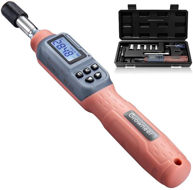 Main image of Digital Torque Screwdriver, 2.66-53.1 In-lbs/0.3-6 Nm, 1/4'' Drive Inch Pound Torque Screwdriver Electrician with Buzzer & LED Indicator, 27 In 1 Torque Wrench Screwdriver Set, Orange