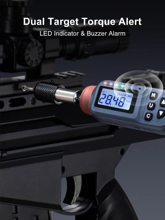Alt view image 4 of 7 - Digital Torque Screwdriver, 2.66-53.1 In-lbs/0.3-6 Nm, 1/4'' Drive Inch Pound Torque Screwdriver Electrician with Buzzer & LED Indicator, 27 In 1 Torque Wrench Screwdriver Set, Orange