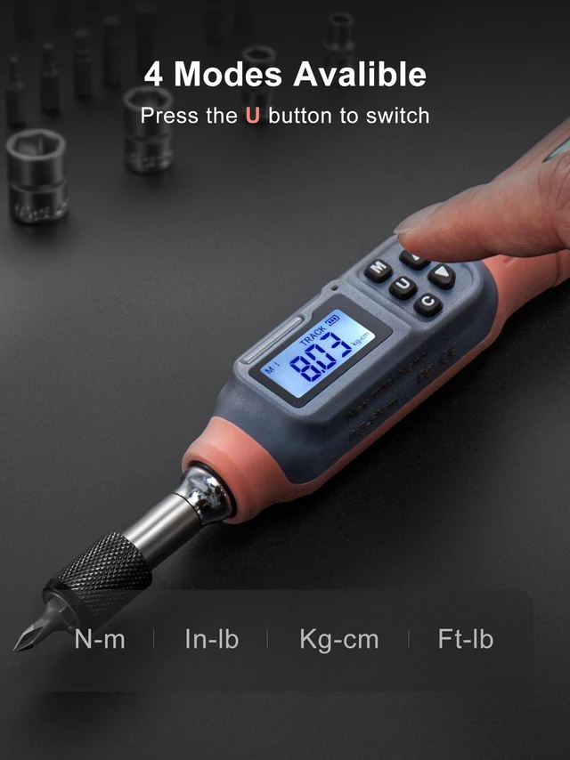 Alt view image 5 of 7 - Digital Torque Screwdriver, 2.66-53.1 In-lbs/0.3-6 Nm, 1/4'' Drive Inch Pound Torque Screwdriver Electrician with Buzzer & LED Indicator, 27 In 1 Torque Wrench Screwdriver Set, Orange