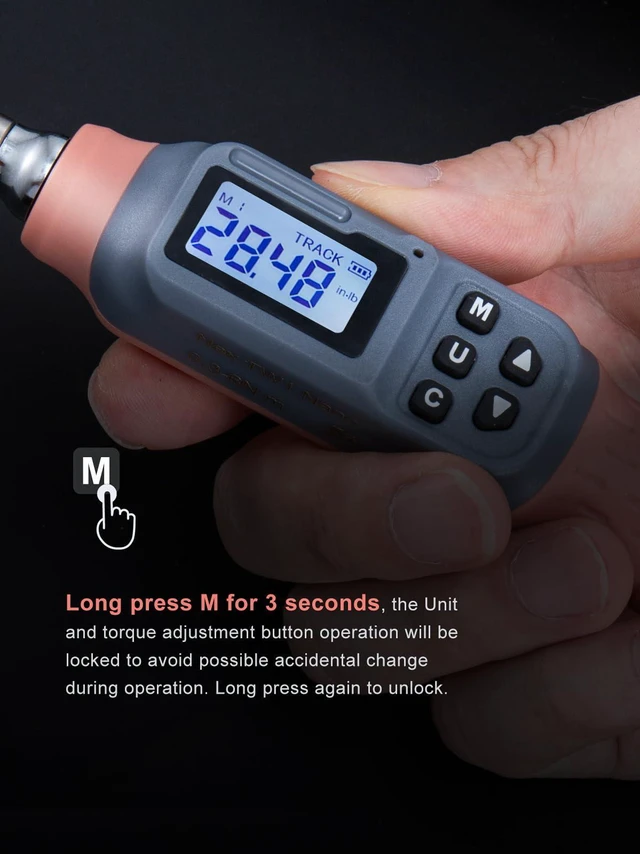 Alt view image 6 of 7 - Digital Torque Screwdriver, 2.66-53.1 In-lbs/0.3-6 Nm, 1/4'' Drive Inch Pound Torque Screwdriver Electrician with Buzzer & LED Indicator, 27 In 1 Torque Wrench Screwdriver Set, Orange