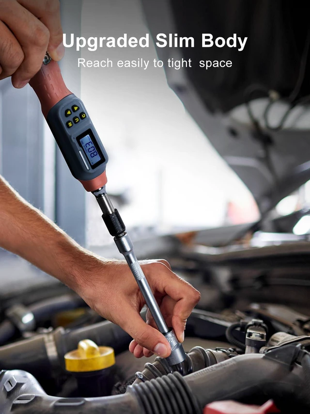 Alt view image 7 of 7 - Digital Torque Screwdriver, 2.66-53.1 In-lbs/0.3-6 Nm, 1/4'' Drive Inch Pound Torque Screwdriver Electrician with Buzzer & LED Indicator, 27 In 1 Torque Wrench Screwdriver Set, Orange