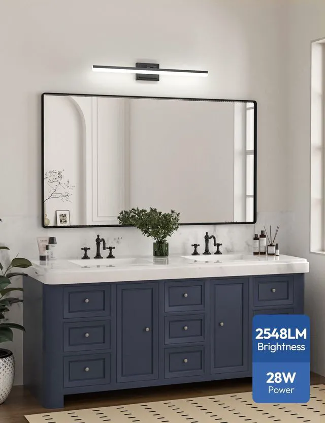 Alt view image 6 of 7 - Modern Bathroom Vanity Light 31.5 inch, 28W Dimmable 5CCT Led Bathroom Light Fixture Over Mirror, Black Bar Vanity Light for Bathrooms Mirror Cabinets Bedroom-ETL Certificated