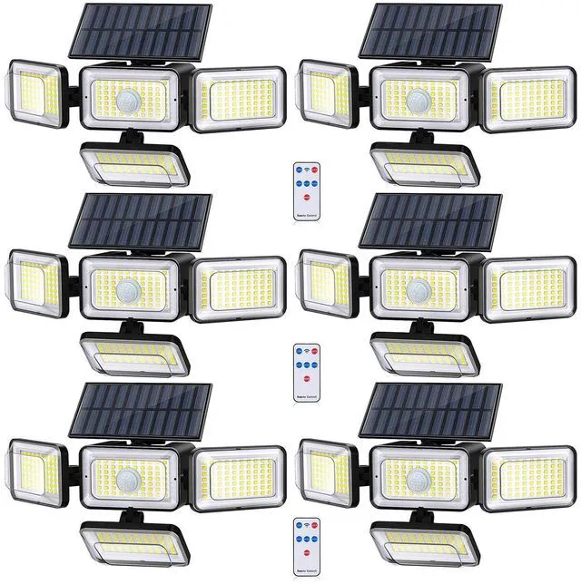 Main image of Solar Lights Outdoor, 288 LED 2800LM Motion Sensor Outdoor Light with Remote Control, 4 Heads IP65 Waterproof Solar Flood Security Lights for Outside Patio Wall -6PACK