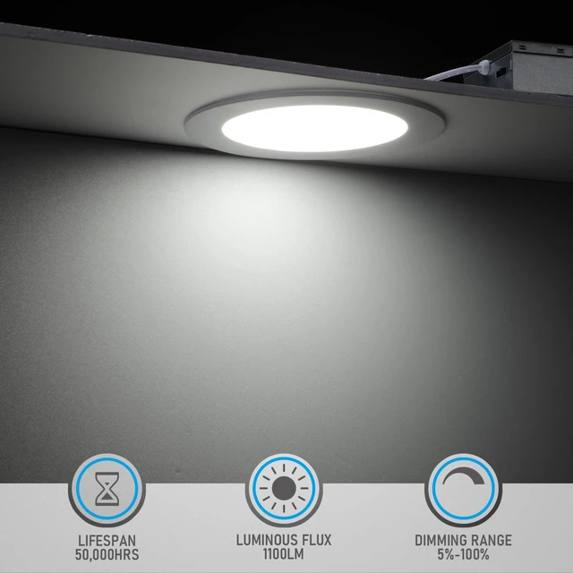 Alt view image 2 of 7 - 12-Pack 6 Inch Ultra-Thin LED Recessed Light, CRI90 12W, 5000K Aluminum, 5%-100% Dimmable, ETL & ES & FCC & IC, Slim LED Downlight with Junction Box, Daylight