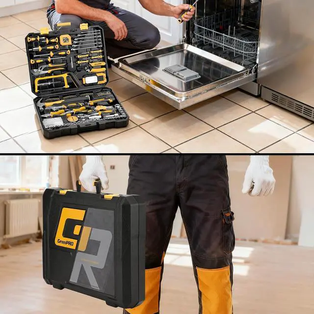 Alt view image 6 of 7 - 218PCS Basic Auto Hand Tool Set Household Repair Tool Box Kit Portable Tool Box, CR-V Steel, Complete Kit, Anti-Drop Slots, Household DIY, Auto Motorcycle, Home Garage For Men & Women