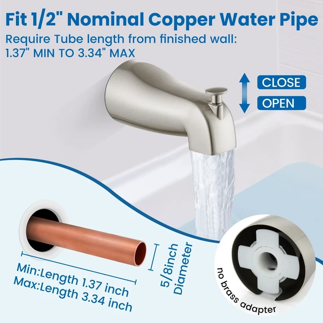 Alt view image 7 of 7 - 6 Inch Shower Faucet Set,Bathtub Faucet Kit,Brushed Nickel Shower Tub Faucet Set,Male Threads Rough-In Valve,Square Head Shower System