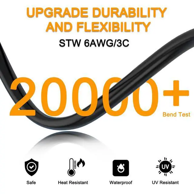 Alt view image 3 of 6 - 10ft 50 Amp Welder Adapter Cord NEMA 14-50P to 6-50R, STW 6 AWG/3C 50 Amp 250 Volts 12500 Watt, Heavy Duty Generator RV to Welder Tesla EV Charger Adapter Cord, ETL Listed