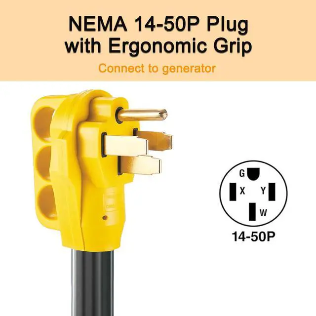 Alt view image 2 of 6 - 10ft 50 Amp Welder Adapter Cord NEMA 14-50P to 6-50R, STW 6 AWG/3C 50 Amp 250 Volts 12500 Watt, Heavy Duty Generator RV to Welder Tesla EV Charger Adapter Cord, ETL Listed