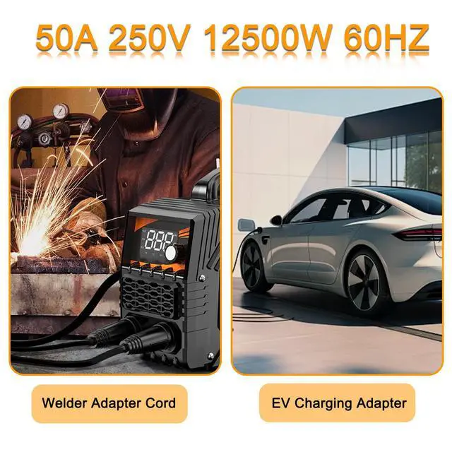 Alt view image 5 of 6 - 10ft 50 Amp Welder Adapter Cord NEMA 14-50P to 6-50R, STW 6 AWG/3C 50 Amp 250 Volts 12500 Watt, Heavy Duty Generator RV to Welder Tesla EV Charger Adapter Cord, ETL Listed