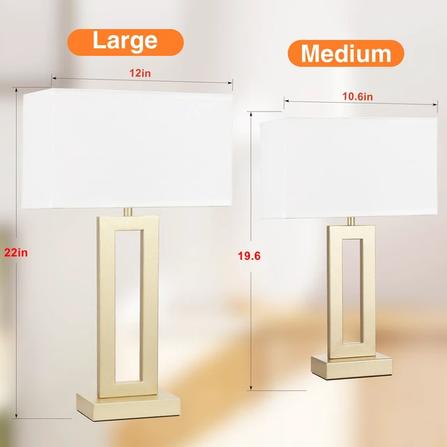 Alt view image 2 of 7 - 22" Tall Touch Lamps for Nightstand with USB C+A, 3 Way Dimmable Gold Lamp 3 Way Dimmable, USB-C & USB-A Ports, White & Gold Finish, Modern Desk Lamp for Living Room, Desk, Bed Side, End Tables