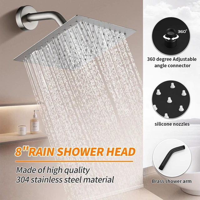 Alt view image 4 of 7 - Tub Shower Faucet Set With Head & Spout Brush Wall Mounted Shower System Valve Include 2 Functions