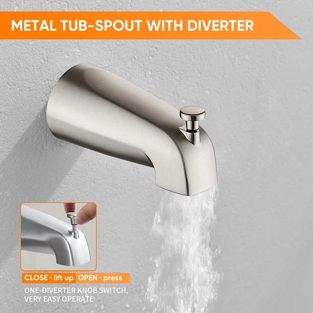 Alt view image 6 of 7 - Tub Shower Faucet Set With Head & Spout Brush Wall Mounted Shower System Valve Include 2 Functions