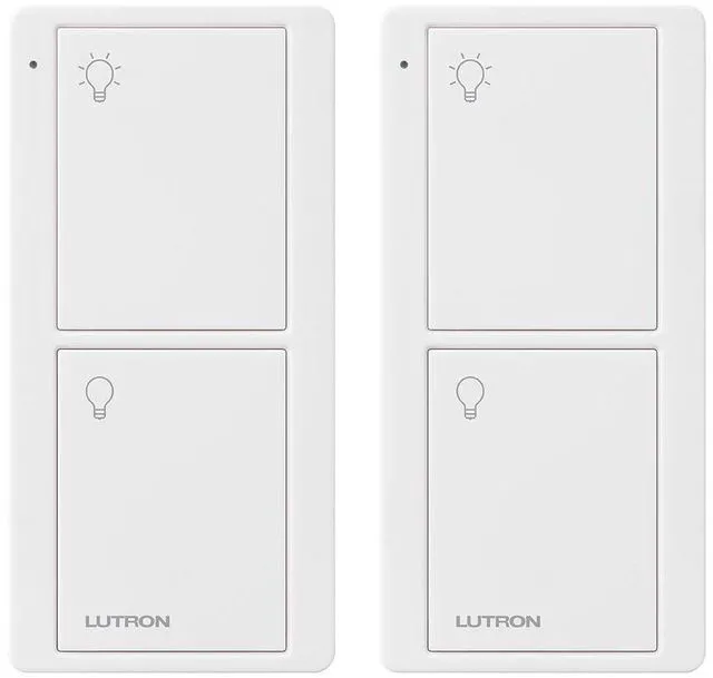Main image of Pico Remote for Caseta Smart Switch, 2-Button Control, Remote On/Off control, for wireless 3-way with Caseta switch, for table top or wallmount use, PJ2-2B-GWH-L01-2, White, 2 Pack