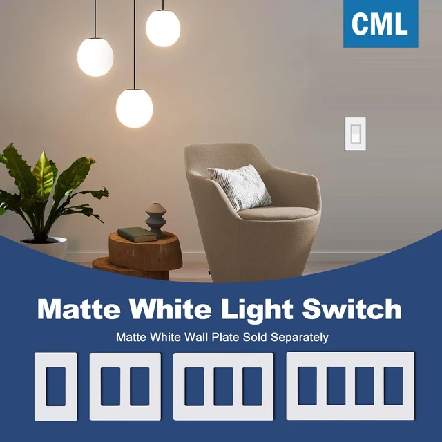 Alt view image 7 of 7 - Matte White 50 Pack Decorator Single Pole Light Switch, UL Listed