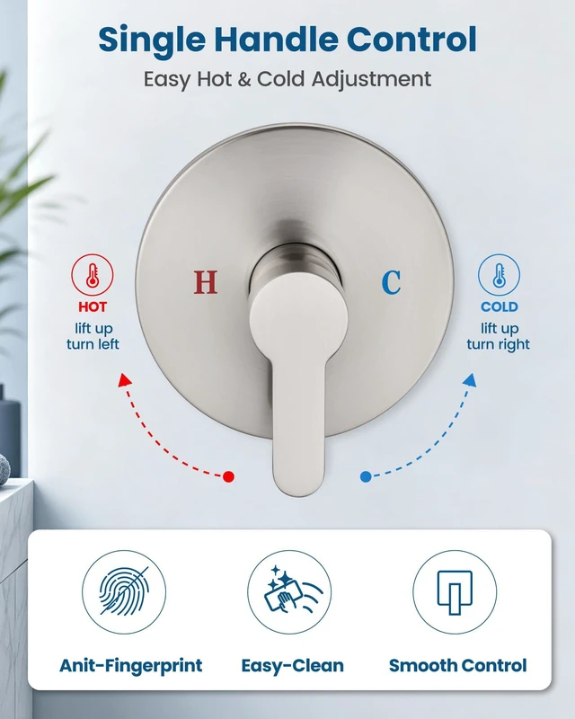 Alt view image 5 of 7 - Shower Faucet Set with Tub Spout,10" Bathtub Faucet-Brushed Nickel Male Threads Rough-In Valve,Round Head Shower System,Tub and Shower Kit Set