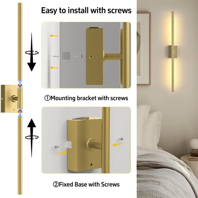 Alt view image 5 of 7 - Battery Operated Wall Sconces Set of 2, 10000mAh, Gold remote control and 360° rotation, for picture display TV wall mirror bedroom or living room home decor