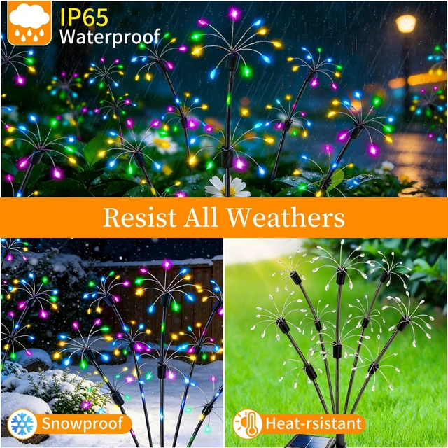 Alt view image 4 of 7 - Solar Garden Lights Outdoor, 8 Pack Multicolor Fairy Firework Lights Waterproof Starburst Fairy Light, Garden Decor for Yard Patio Pathway Lawn, Unique Gifts for Women Mom, Christmas Decorations
