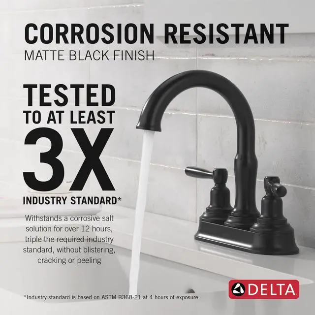 Alt view image 2 of 7 - Roe Centerset Matte Black Bathroom Faucet, 4 Inch 3 Hole Bathroom Sink Faucet for Vanity, Push-Pop Drain Assembly, Matte Black 25985LF-BL