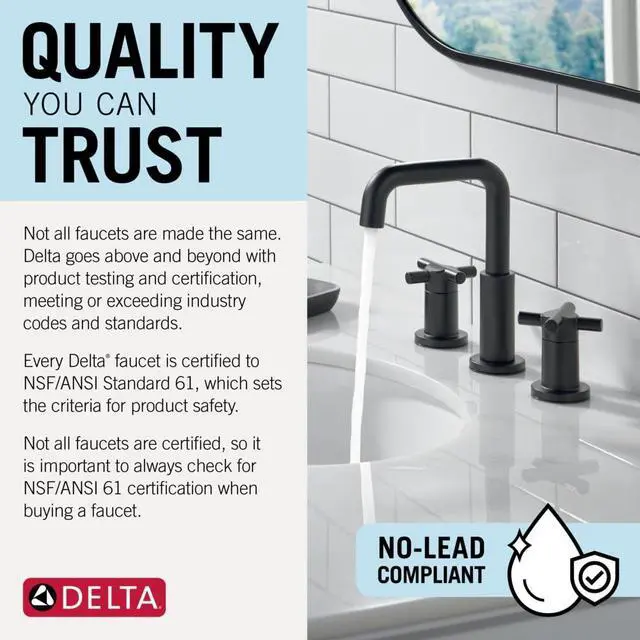 Alt view image 6 of 7 - Roe Centerset Matte Black Bathroom Faucet, 4 Inch 3 Hole Bathroom Sink Faucet for Vanity, Push-Pop Drain Assembly, Matte Black 25985LF-BL