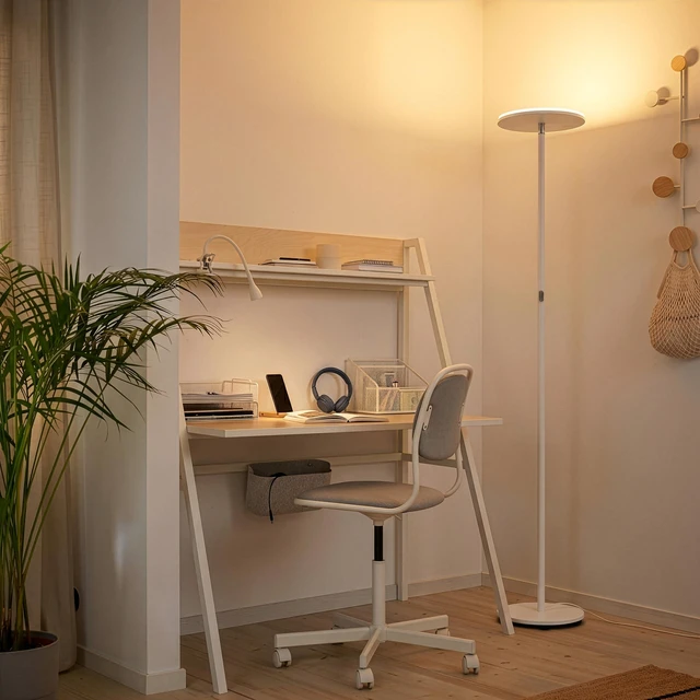 Alt view image 6 of 7 - Sky LED Floor lamp, Torchiere Super Bright Floor Lamp for Living Room Decor & Office - Dimmable, Tall Standing Lamp with Warm Light for Bedroom & Reading - White