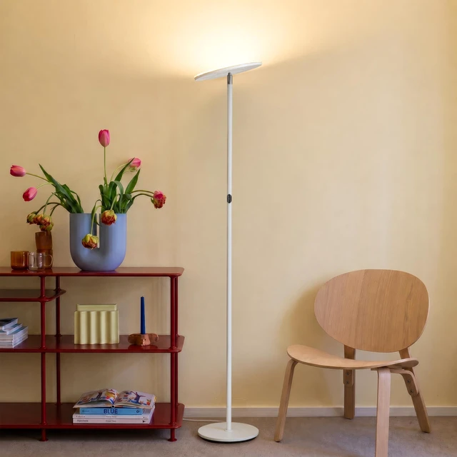 Alt view image 7 of 7 - Sky LED Floor lamp, Torchiere Super Bright Floor Lamp for Living Room Decor & Office - Dimmable, Tall Standing Lamp with Warm Light for Bedroom & Reading - White