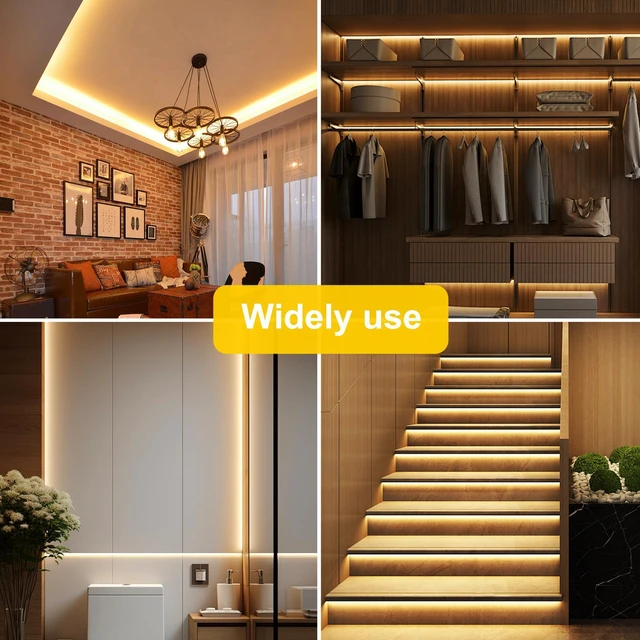Alt view image 7 of 7 - COB LED Strip Lights Warm White,24V Dimmable led Light Strip KIT with Remote and app Control,2700K 65FT/20m 8mm Wide Ra>90 Cuttable Flexible Strip Lights for Bedroom,Shelf,Cabinet