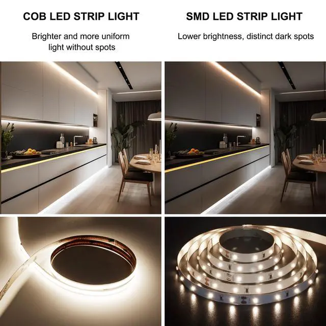 Alt view image 6 of 7 - COB LED Strip Lights Natural White,24V Dimmable led Light Strip KIT with Remote and app Control,4000K 65FT/20m 8mm Wide Ra>90 Cuttable Flexible Strip Lights for Bedroom,Shelf,Cabinet
