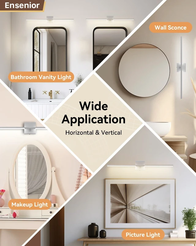 Alt view image 7 of 7 - 32" Matte Grey Modern Bathroom Vanity Lights, Built-in Dimmer, 5CCT 360° Rotatable Light Bar, Dimmable, Hardwired Installation, CRI 85+, Moisture-Proof, Anti-Rust, 120V 18W 1450LM, ETL & FCC