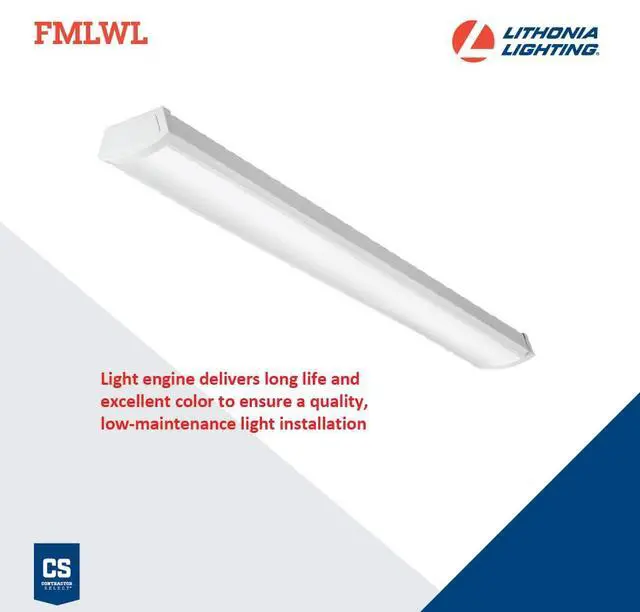 Alt view image 3 of 7 - 4 Foot LED Light Fixture, Low-Profile LED Wraparound Flush Mount Ceiling Light, 4000K Cool White, 48-Inch (FMLWL 48 840 ZT MVOLT)
