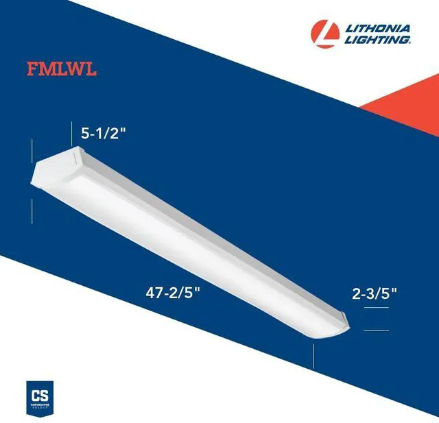 Alt view image 4 of 7 - 4 Foot LED Light Fixture, Low-Profile LED Wraparound Flush Mount Ceiling Light, 4000K Cool White, 48-Inch (FMLWL 48 840 ZT MVOLT)