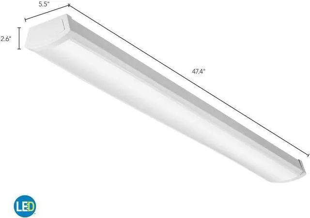 Alt view image 7 of 7 - 4 Foot LED Light Fixture, Low-Profile LED Wraparound Flush Mount Ceiling Light, 4000K Cool White, 48-Inch (FMLWL 48 840 ZT MVOLT)