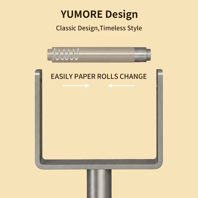 Alt view image 4 of 7 - Toilet Paper Holder Stand, Extra-Weighted Base, Brushed Graphite Stainless Steel Toilet Paper Stand, Free Standing Floor Tissue Roll Holder for Bathroom 200UP