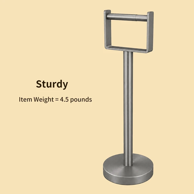 Alt view image 5 of 7 - Toilet Paper Holder Stand, Extra-Weighted Base, Brushed Graphite Stainless Steel Toilet Paper Stand, Free Standing Floor Tissue Roll Holder for Bathroom 200UP