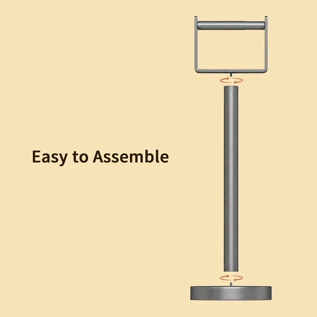 Alt view image 7 of 7 - Toilet Paper Holder Stand, Extra-Weighted Base, Brushed Graphite Stainless Steel Toilet Paper Stand, Free Standing Floor Tissue Roll Holder for Bathroom 200UP