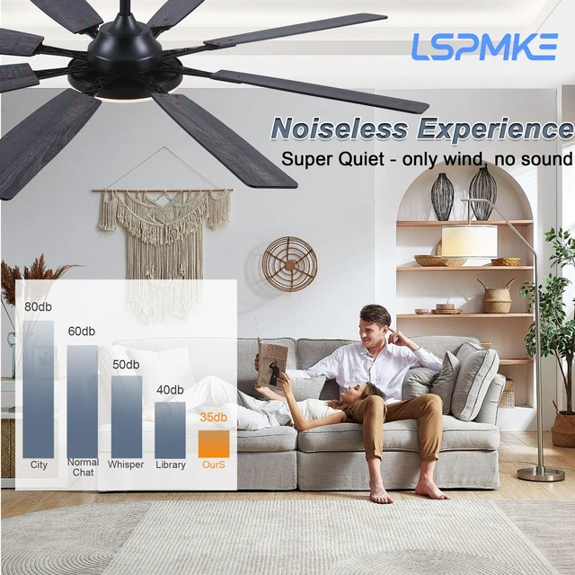 Alt view image 5 of 7 - Ceiling Fan With Light & Remote Indoor/Outdoor Use 60 Inch Black Reversible DC Motor,3CCT, Dimmable, Timer, Noiseless,Ceiling Fan for Bedroom Living Room