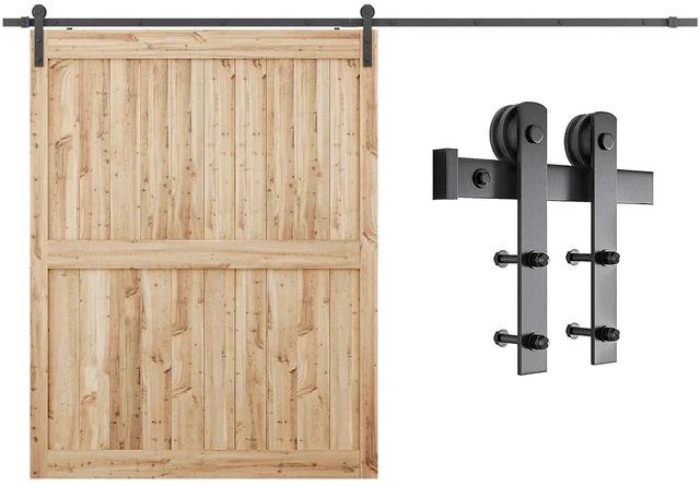 Main image of 11ft Sliding Barn Door Hardware kit, Fit 60-66" W Doorpanel Barn Door Track, Sliding Door Hardware kit, Smoothly and Quietly -Heavy Duty Sturdy -Easy to Install, I Shape Hanger