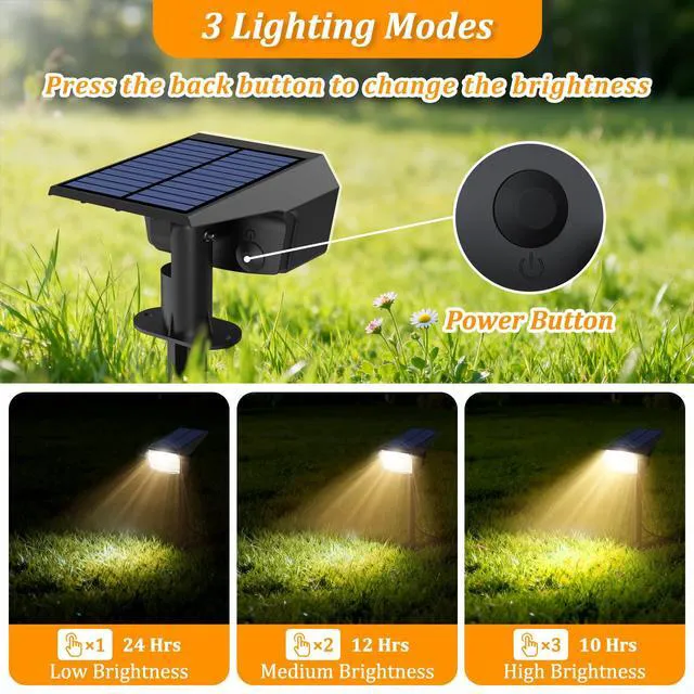 Alt view image 2 of 7 - 8-Pack Solar Spot Lights Outdoor Waterproof,Landscape Spotlight Warm White 59 LED, 3 Lighting Modes, IP65 Waterproof, Solar Powered Outdoor Lights for Yard Garden