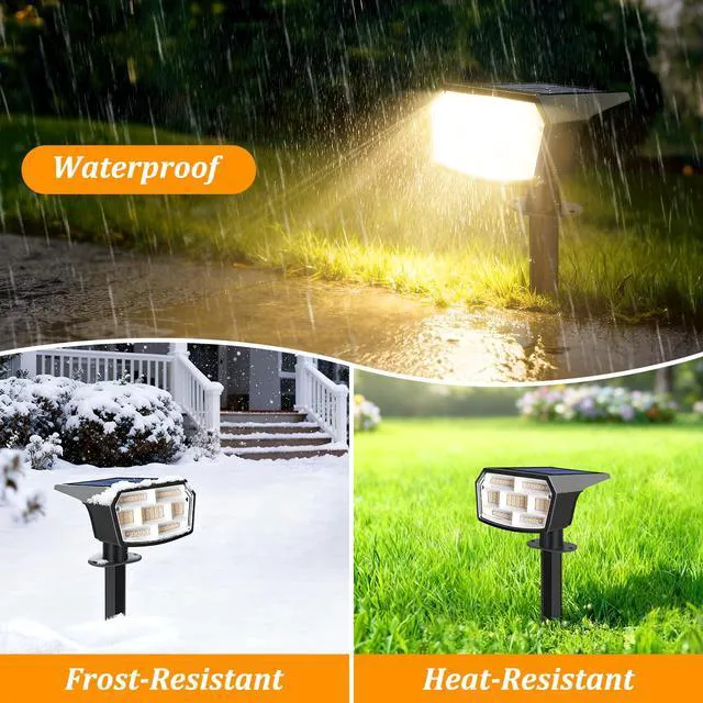Alt view image 3 of 7 - 8-Pack Solar Spot Lights Outdoor Waterproof,Landscape Spotlight Warm White 59 LED, 3 Lighting Modes, IP65 Waterproof, Solar Powered Outdoor Lights for Yard Garden