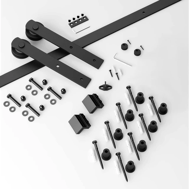 Alt view image 5 of 7 - 11ft Sliding Barn Door Hardware kit, Fit 60-66" W Doorpanel Barn Door Track, Sliding Door Hardware kit, Smoothly and Quietly -Heavy Duty Sturdy -Easy to Install, I Shape Hanger