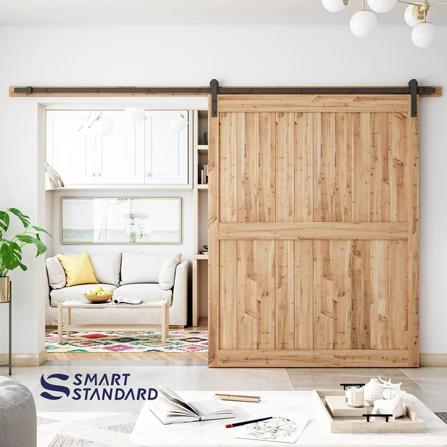 Alt view image 6 of 7 - 11ft Sliding Barn Door Hardware kit, Fit 60-66" W Doorpanel Barn Door Track, Sliding Door Hardware kit, Smoothly and Quietly -Heavy Duty Sturdy -Easy to Install, I Shape Hanger