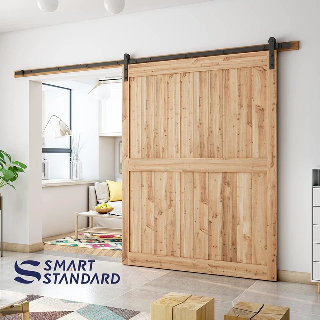 Alt view image 7 of 7 - 11ft Sliding Barn Door Hardware kit, Fit 60-66" W Doorpanel Barn Door Track, Sliding Door Hardware kit, Smoothly and Quietly -Heavy Duty Sturdy -Easy to Install, I Shape Hanger