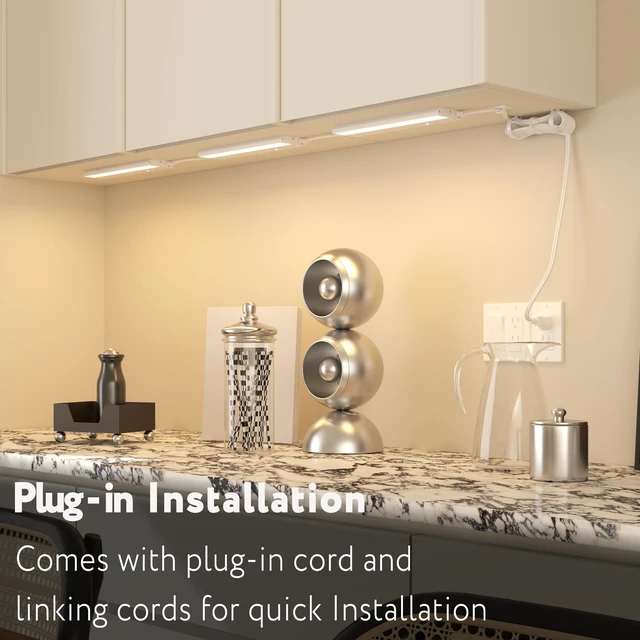 Alt view image 2 of 7 - Halo 12-Inch LED Under Cabinet Lights, 4-Pack, 3-CCT, White 2700K/4000K/5000K, dimmable, hardwired/plug-in. Model: UC0112WH274L